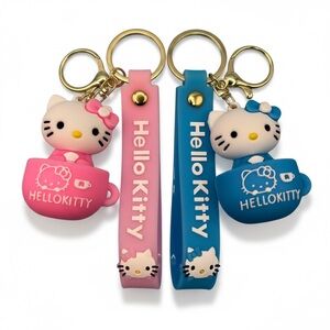 Hello Kitty in a teacup Keychains 2 Pcs - Pink and Blue